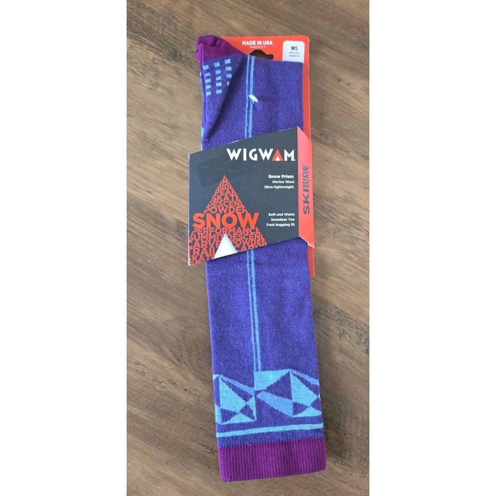 Wigwam Women's Snow Prism Size Ski Socks Merino Wool Blend F2105 Shoe 4-7 Purple